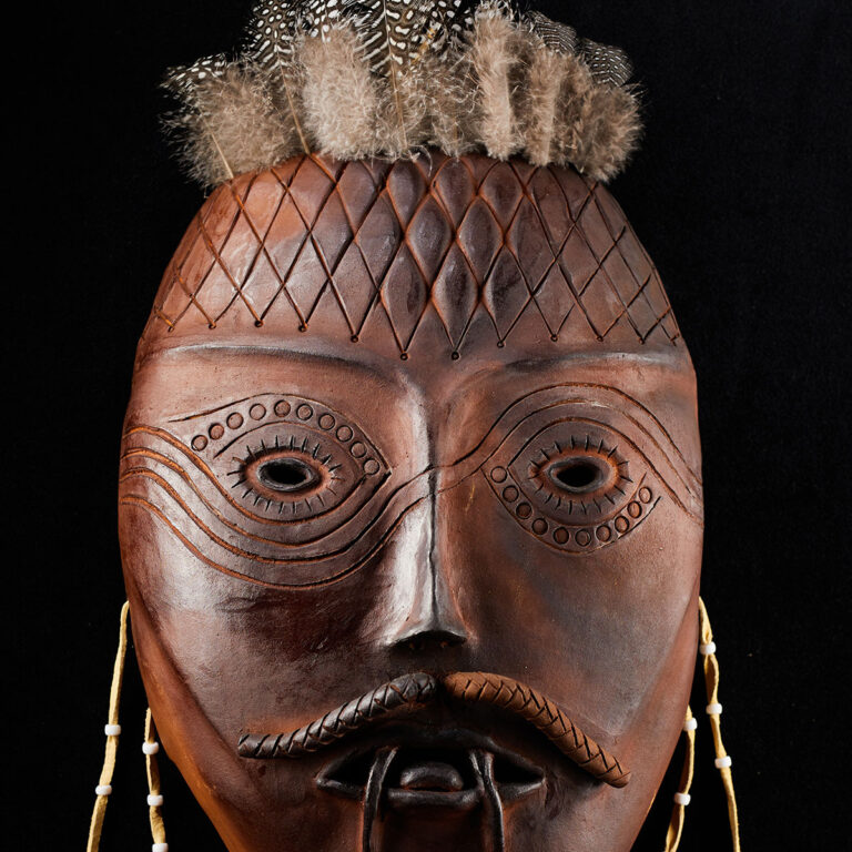 Booger Mask with Guinea Feathers * Authentically Cherokee